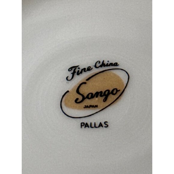 Sango Fine China Pallas Pattern Gravy Boat With Underplate Silver Rim Dinnerware - Picture 3 of 5